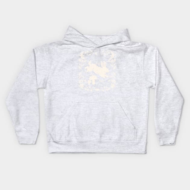 Cottagecore Linocut Bunny Kids Hoodie by Magnolia Meadows